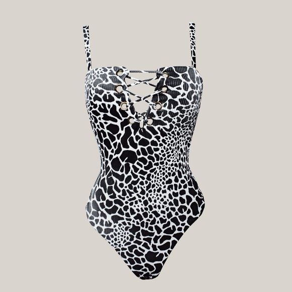 Shop Monteza Tuscon Swimsuit Cow Print one piece bathing suit - Picture 1 of 3